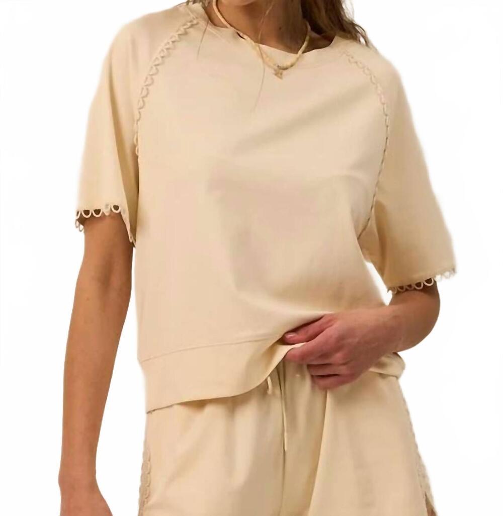 NEW THE GREII andrea scallop trim top in cream